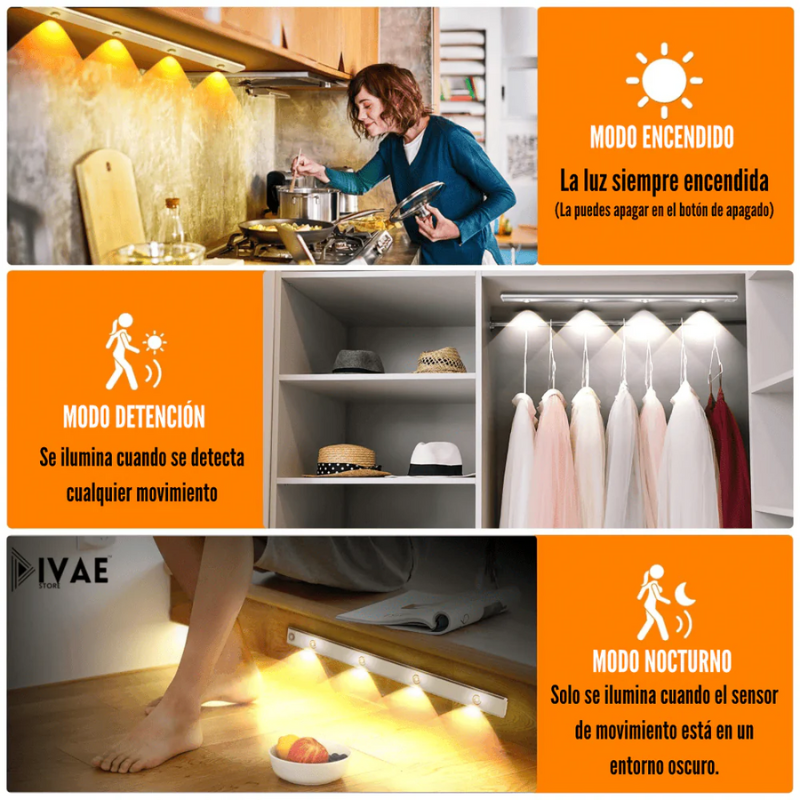 Luz Led Recargable Con Sensor De Movimiento y Efecto Montaña - 60cm